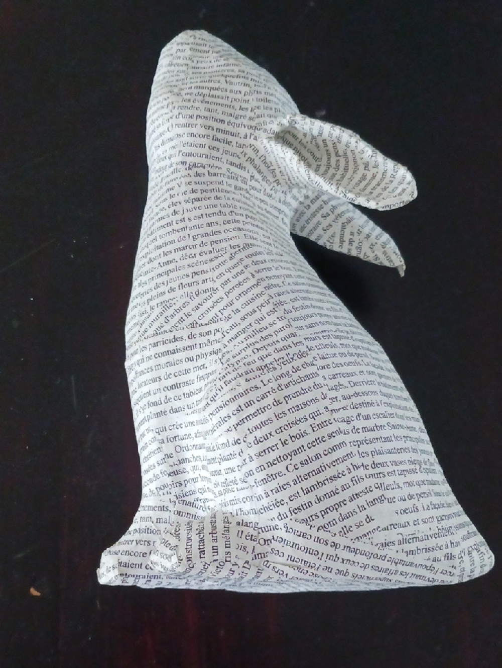 Vintage French Text Papier-mâché Rabbit - Picture 6 of 11